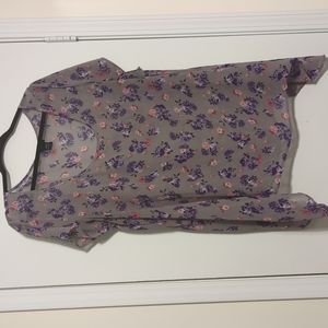 Grey, floral printed blouse